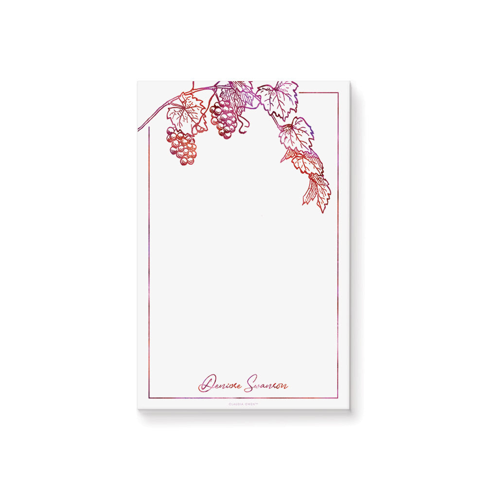 Wine Vine Personalized Notepad Elegant Vineyard Stationery Gift