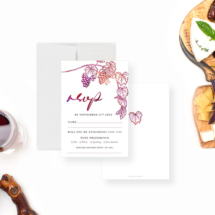 Cheese Wine Birthday Invitation Elegant Vineyard Party Card