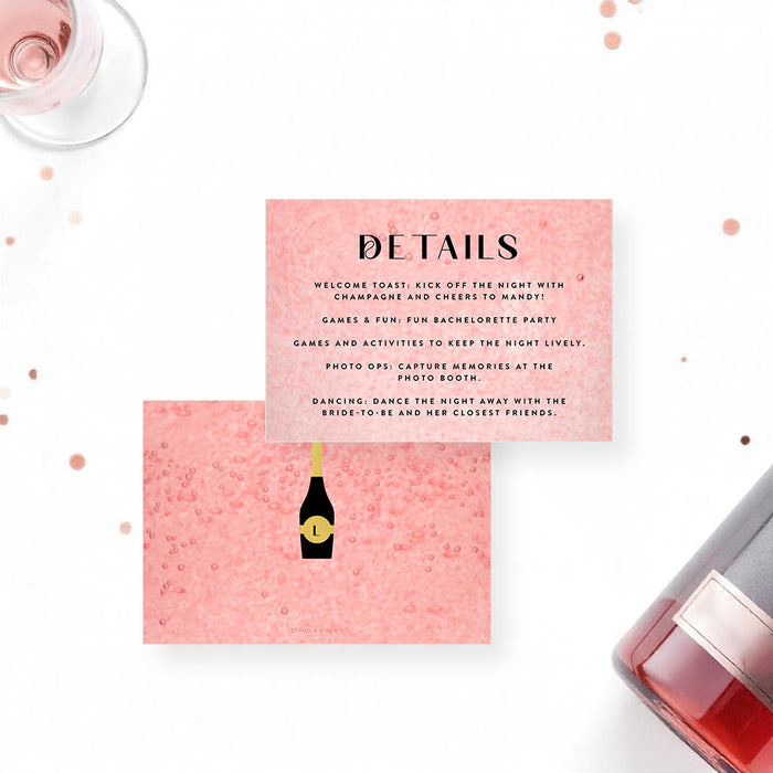 Pink Bubbly Pop the Champagne Bachelorette Party Invitation