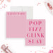 Pop Fizz Clink pink note card for bridal showers, bachelorette gifts, or party favors-front-back