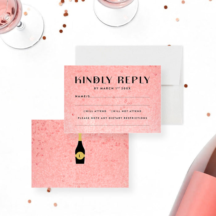 Pink Bubbly Pop the Champagne Bachelorette Party Invitation