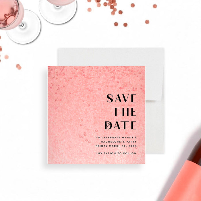 Pink Bubbly Pop the Champagne Bachelorette Party Invitation