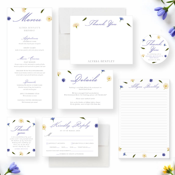 Floral Birthday Party Invitation Pastel Garden Design