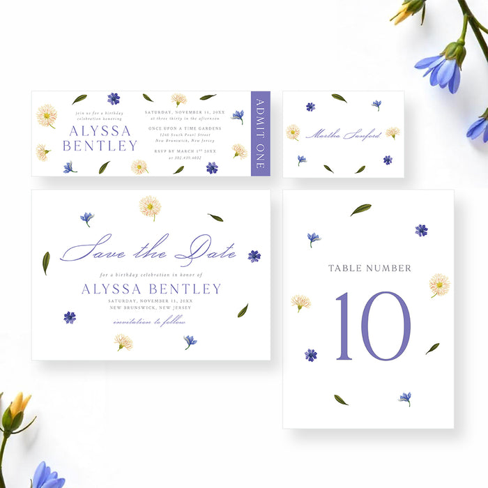 Floral Birthday Party Invitation Pastel Garden Design