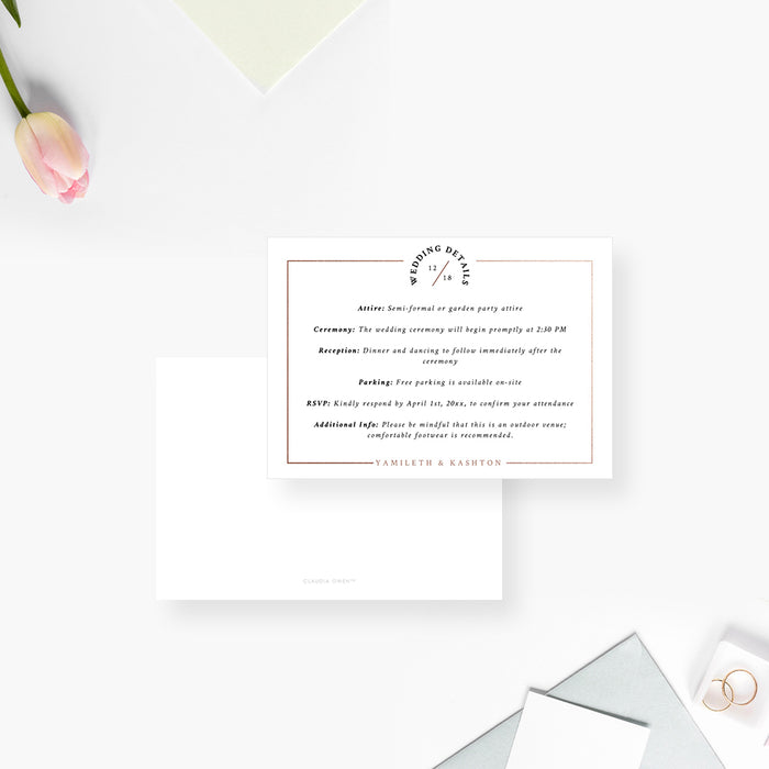 Chic Wedding Invitation Card in Classic White and Copper, Minimalist Invites for Wedding Anniversary Celebration