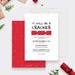 Digital holiday party invitation featuring playful red Christmas cracker graphic, modern typography, and festive design for Christmas party celebrations