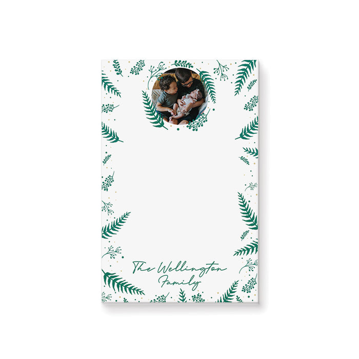 Christmas Invitation Card with Green Foliage, Family Fun Xmas Party Invites