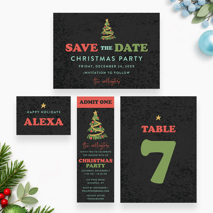 Christmas Party Invitation Festive Tree Holiday Invite