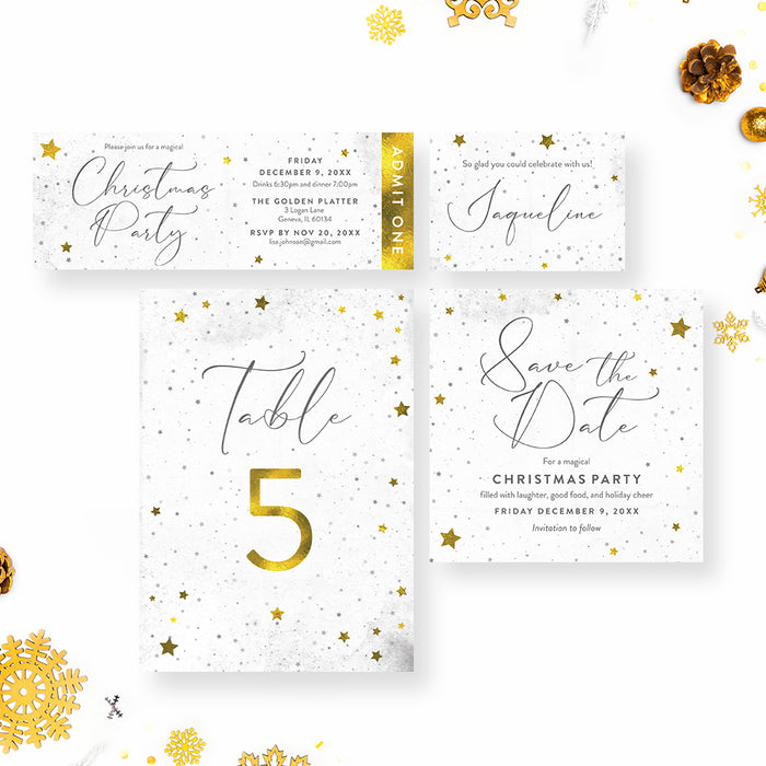 Christmas Party Invitation Star Design Elegant Holiday Party Invite