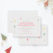 Christmas party invitation featuring a pastel Christmas tree design, with red and green text and customizable details.-front-back