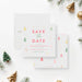Christmas save-the-date card featuring a pastel holiday tree design, customizable for holiday party invitations.-front-back