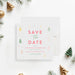 Christmas save-the-date card featuring a pastel holiday tree design, customizable for holiday party invitations.-front