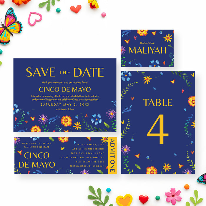 Cinco de Mayo Party Invitation Floral Fiesta