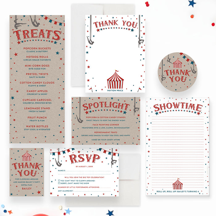 Vintage Circus Birthday Invitation for Kids Carnival Theme