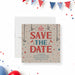 Circus-themed birthday save the date card with vintage carnival typography, trapeze artists, stars, and big-top tent illustrations-front