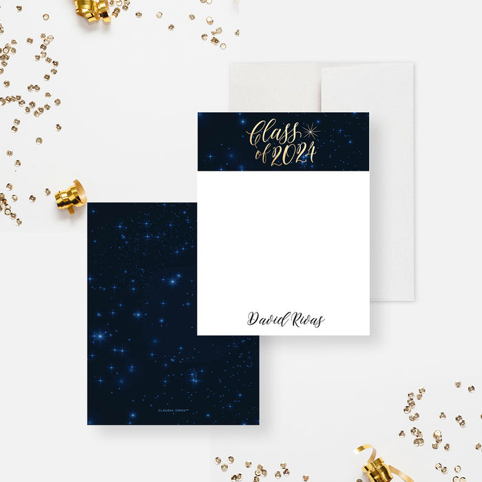 Class of 2024 High School Prom Note Card with Starry Night Sky, Celestial Themed Stationery Card for Prom, Senior Ball Thank You Cards