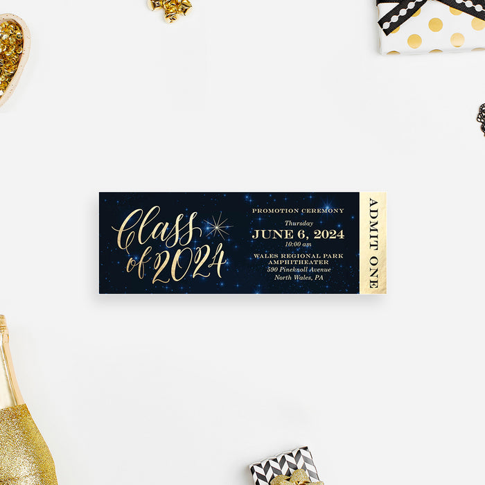 Class of 2024 High School Prom Invitations with Starry Night Sky, Celestial Senior Ball Night Invites