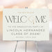 Class of 2026 graduation welcome sign with modern lettering displayed on an easel for a graduation party entrance