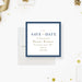 classic retirement save the date card with navy blue border, warm accent details, elegant lettering, and retiree celebration details-front
