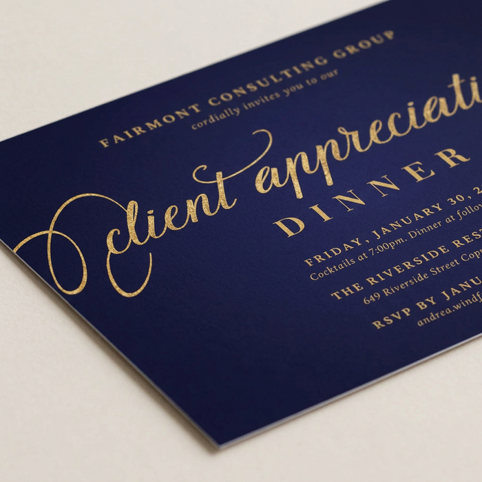 Client appreciation invitation close-up