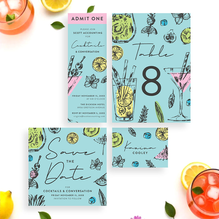 Cocktail and Conversation Invitation Corporate Party Night Invite