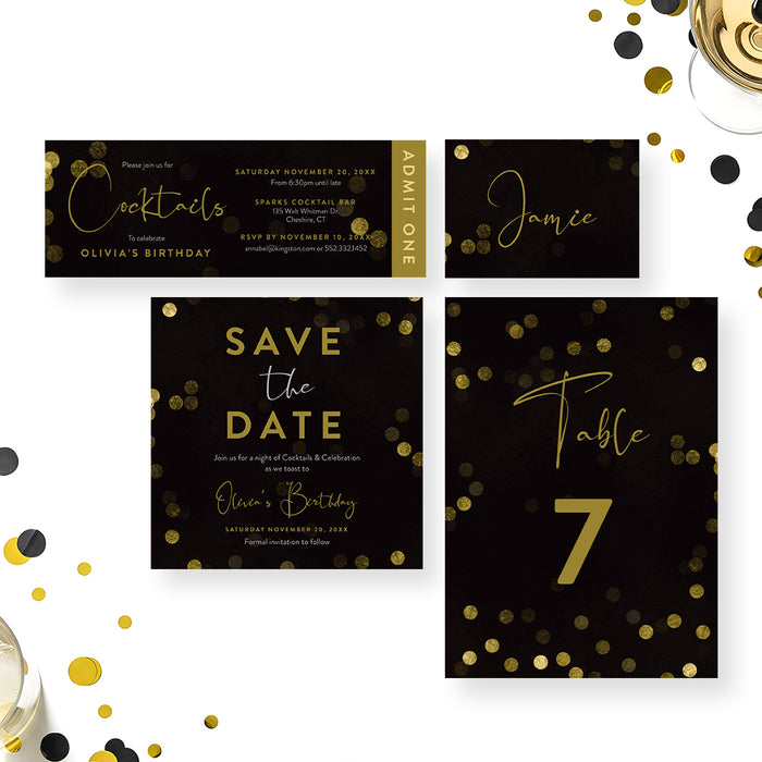 Cocktail Party Birthday Invitation Adult Celebration