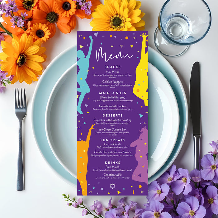 Colorful Dance Theme Bat Mitzvah Invitation Party Card