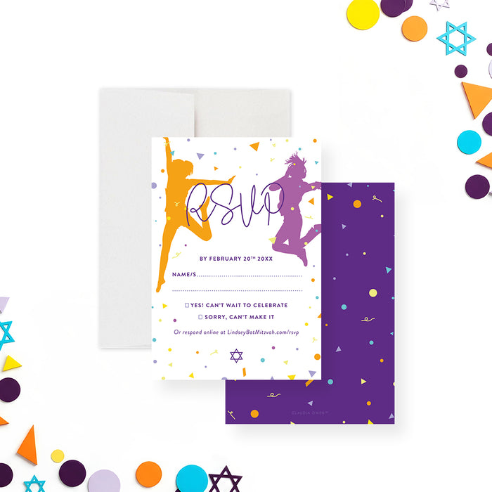 Colorful Dance Theme Bat Mitzvah Invitation Party Card