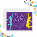 Bat Mitzvah save the date card featuring girl dancing silhouettes, colorful confetti, and Star of David design.-front