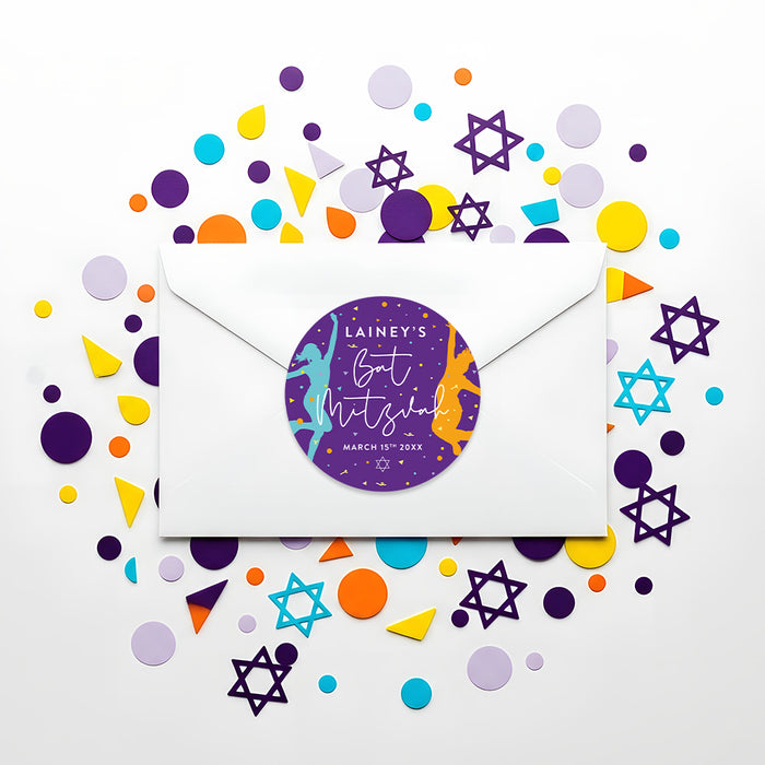 Colorful Dance Theme Bat Mitzvah Invitation Party Card