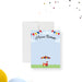 Hot dog birthday thank you card featuring a colorful food cart with striped umbrella and festive bunting-front