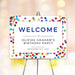 Colorful confetti birthday welcome sign digital template for birthday party entrance decor