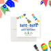 colorful Mexican fiesta birthday save the date card with papel picado banners, tequila bottle, guitar, sombrero, and bold party lettering-front