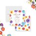 colorful floral garden party save the date card with watercolor flower border, elegant script lettering, and personalized event details-front-back