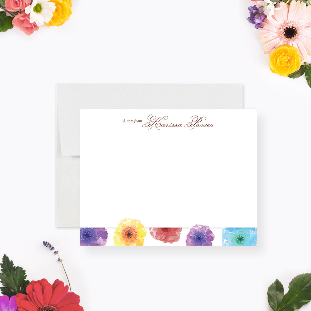Personalized Floral Note Card Custom Stationery for Women