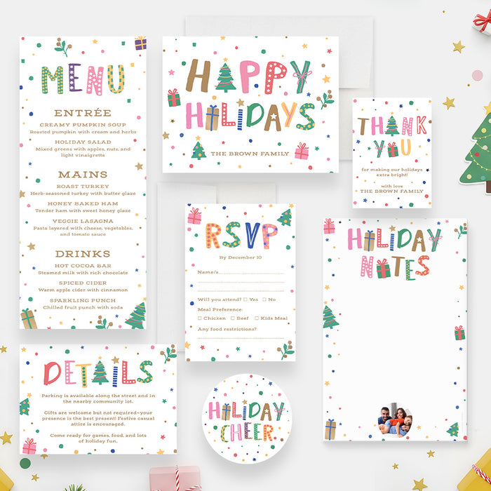 Colorful Holiday Party Invitation Whimsical Christmas