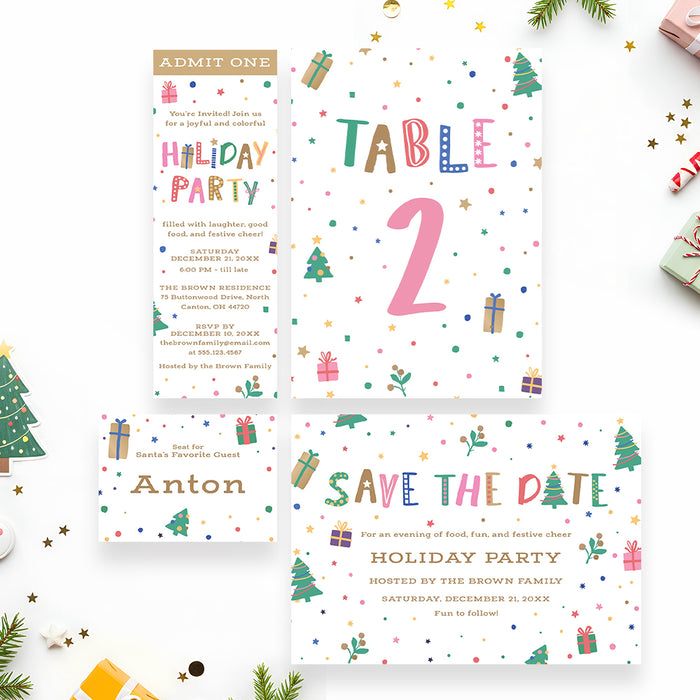 Colorful Holiday Party Invitation Whimsical Christmas