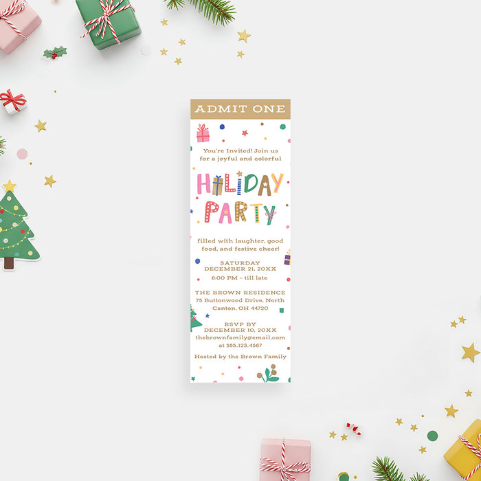 Colorful Holiday Party Invitation Whimsical Christmas