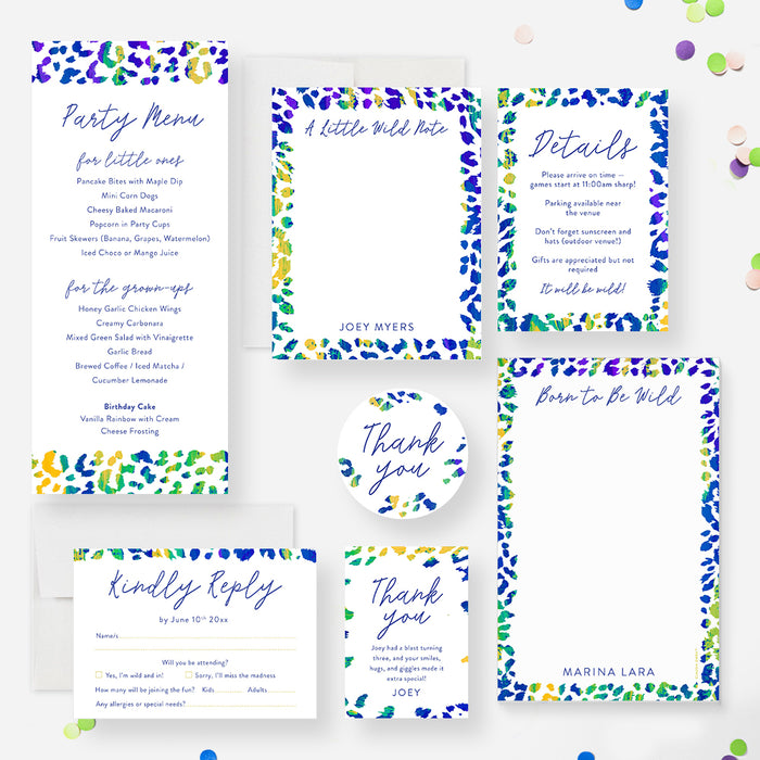 Colorful Leopard Print Birthday Invitation Personalized for Kids