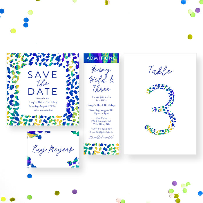 Colorful Leopard Print Birthday Invitation Personalized for Kids