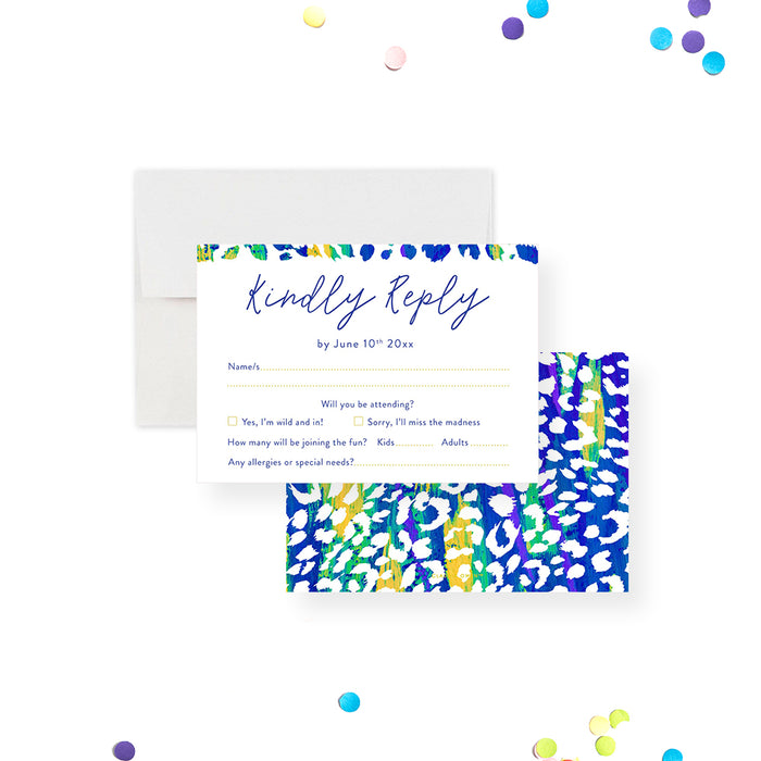 Colorful Leopard Print Birthday Invitation Personalized for Kids