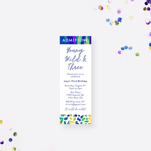 Personalized leopard-print birthday ticket invitation, admit-one party ticket for wild birthday celebrations