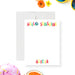 Hello Sunshine personalized note card with colorful lettering and beach ball, perfect for kids' summer stationery and thank you notes.-front