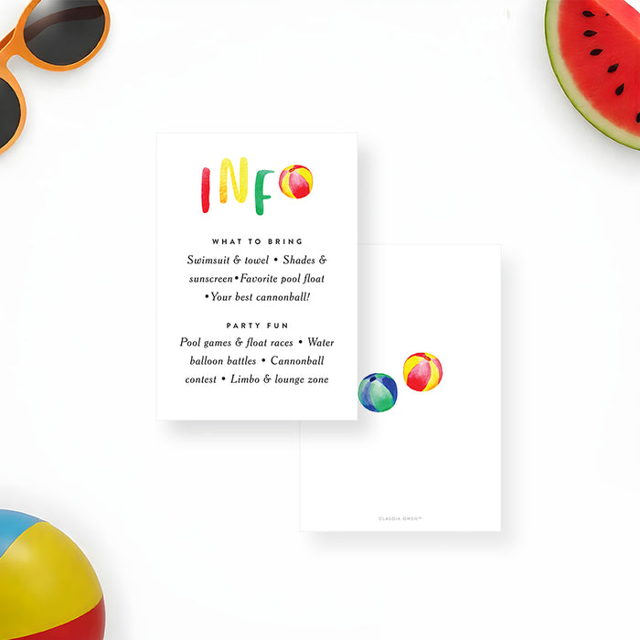 Beach Ball Pool Party Birthday Invitation Summer BBQ Invite