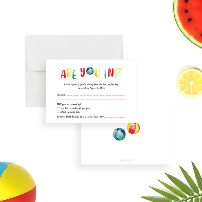 Beach Ball Pool Party Birthday Invitation Summer BBQ Invite