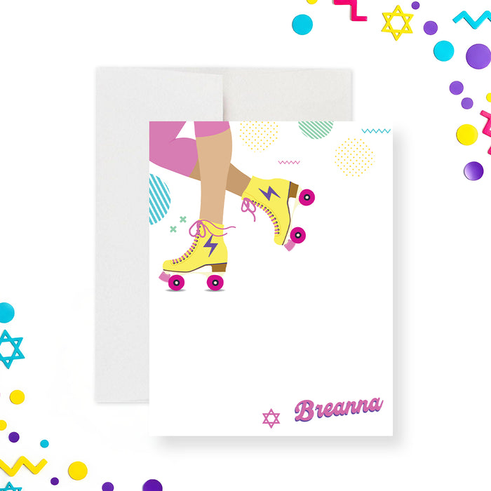 Roller Skating Bat Mitzvah Invitation Fun Modern Design