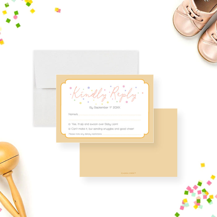 Sip and See Baby Welcome Invitation Colorful Baby Shower Design