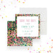colorful tropical birthday save the date card with bright abstract border, modern lettering, and personalized birthday party details-front-back