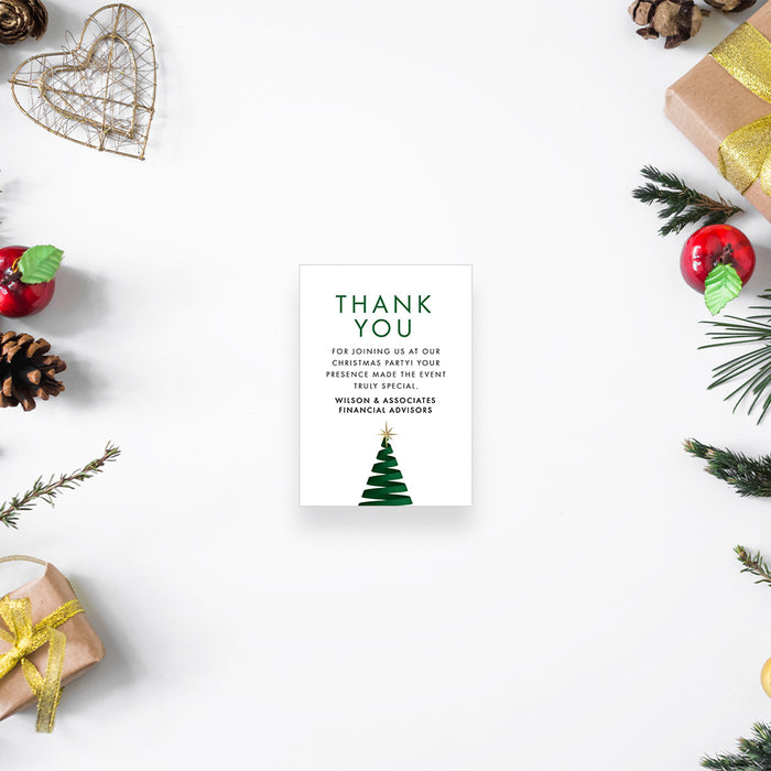 Company Christmas Party Invitation Card with Creative Christmas Tree Illustration and Gold Star, Corporate Christmas Invite Cards