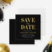 corporate 40th anniversary save the date card with black background and gold-colored typography for a business celebration-front-back